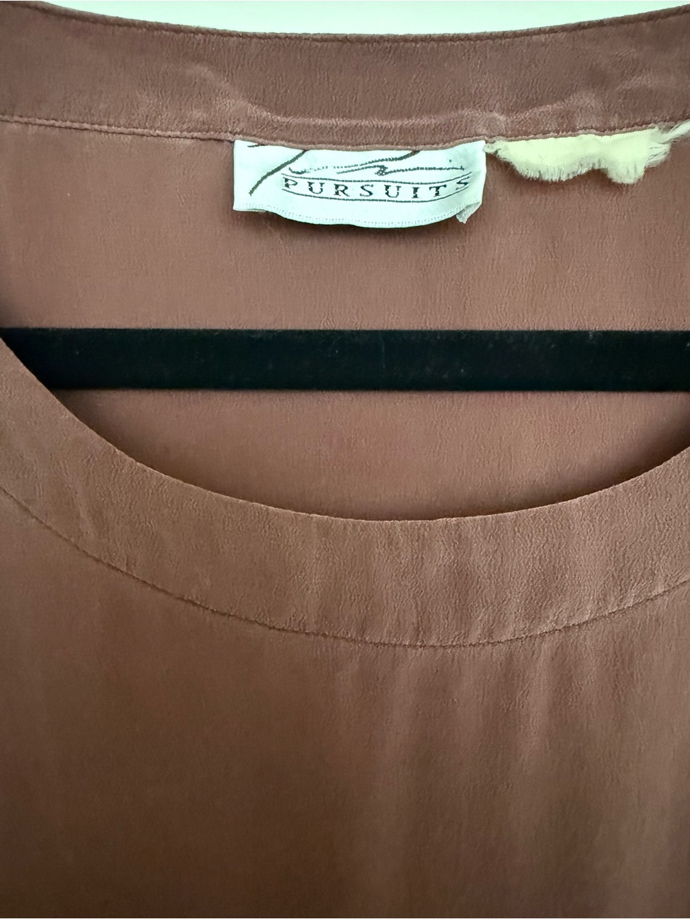 Vintage 80s Sandwashed Silk Chocolate Brown Minimalist Scoop Tank L/XL 90s Y2K - Picture 6 of 6